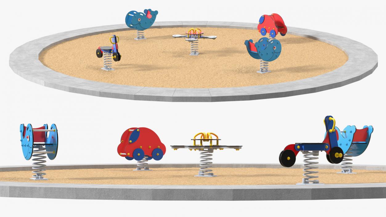 3D Sawdust Child Playground with Spring Swings model