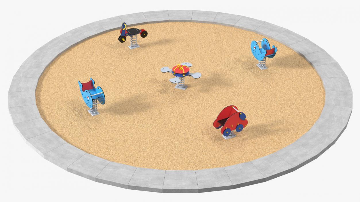 3D Sawdust Child Playground with Spring Swings model