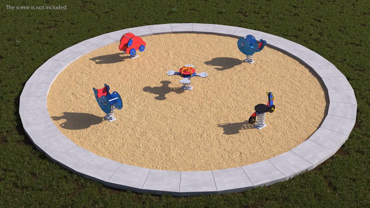 3D Sawdust Child Playground with Spring Swings model