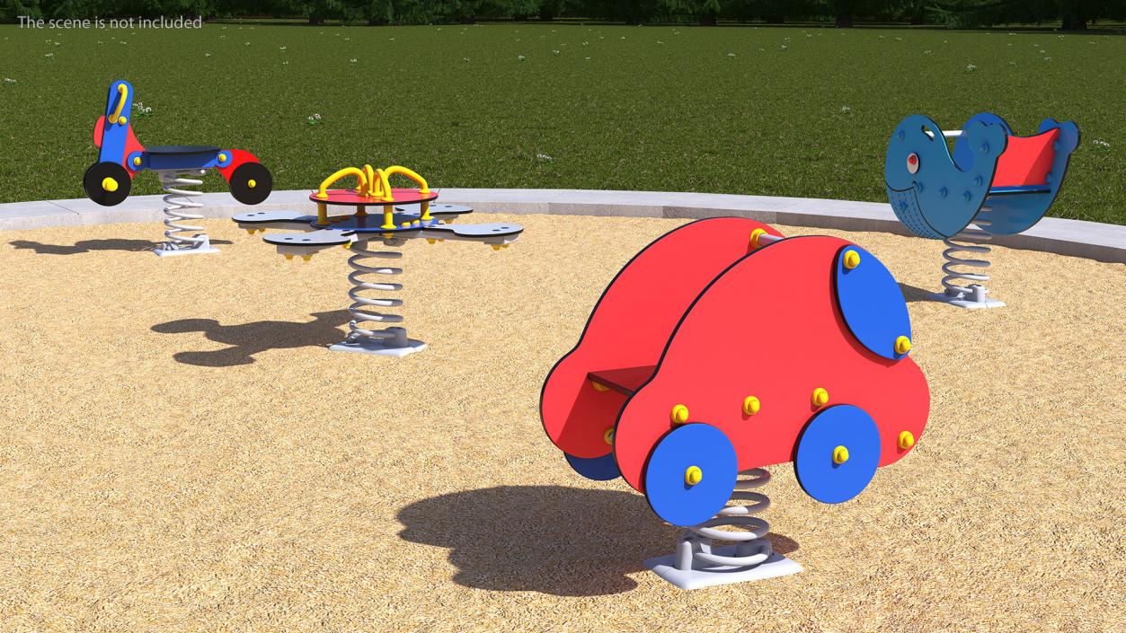 3D Sawdust Child Playground with Spring Swings model