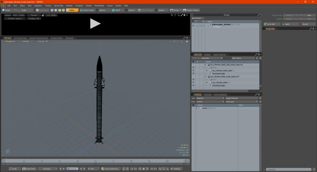 3D Interceptor Rocket model