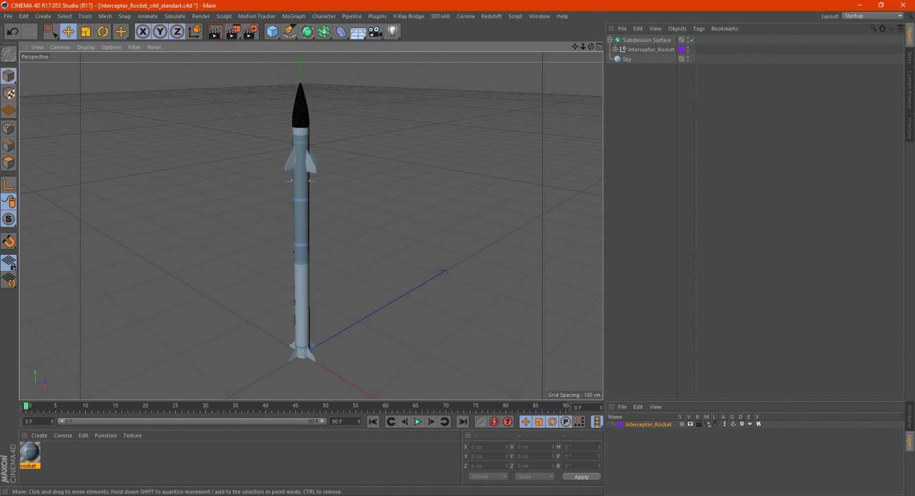 3D Interceptor Rocket model