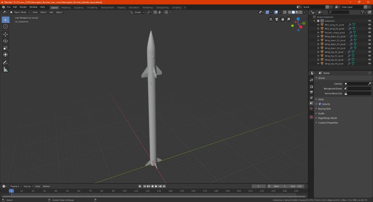 3D Interceptor Rocket model