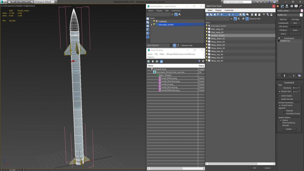 3D Interceptor Rocket model