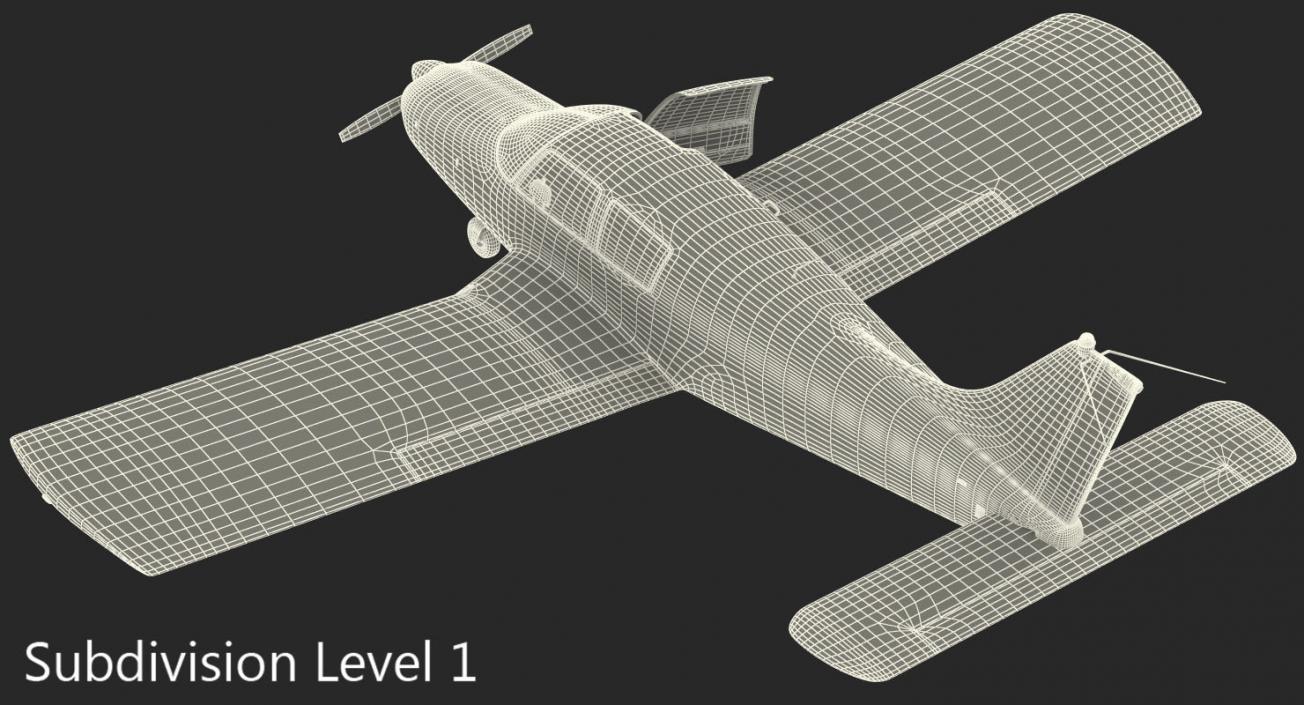 Private Aircraft Piper PA-28 Cherokee Rigged 3D model