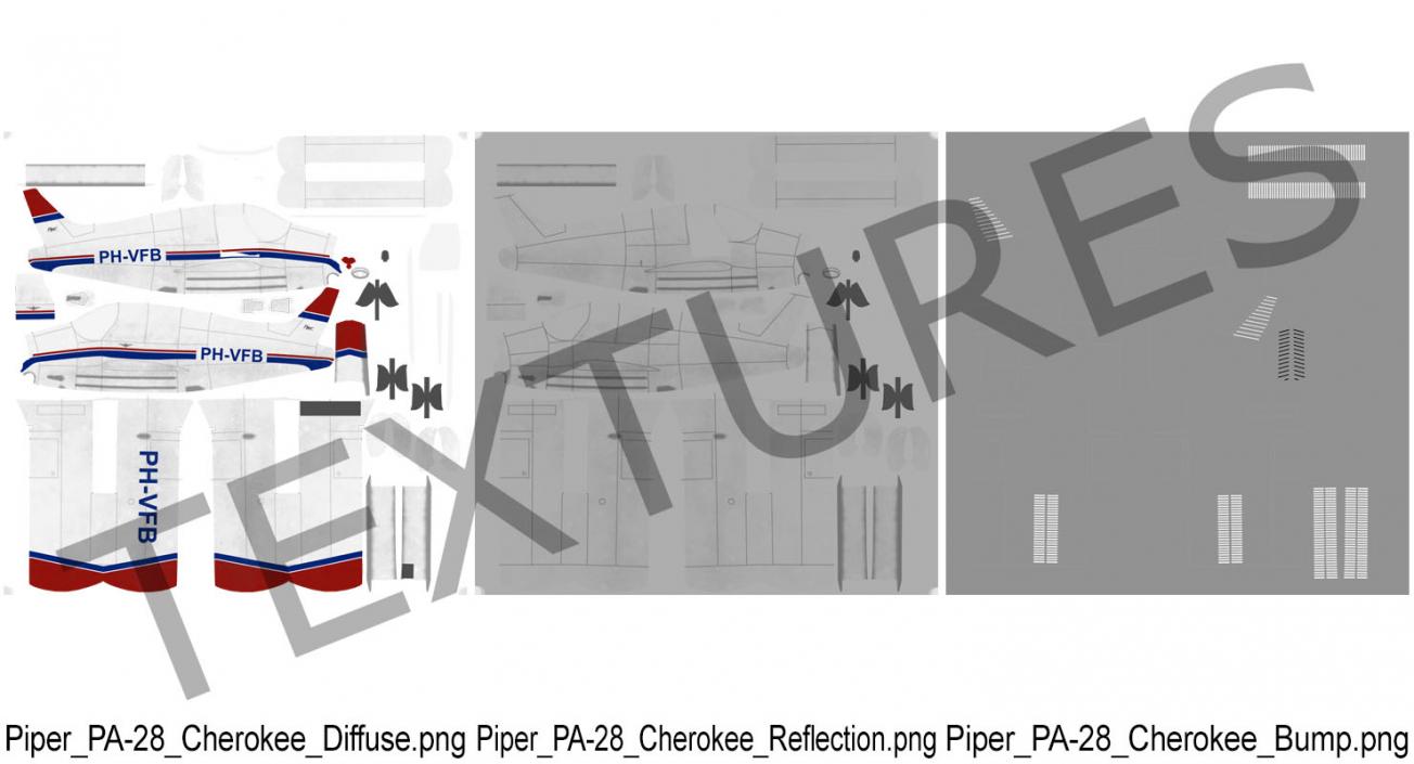 Private Aircraft Piper PA-28 Cherokee Rigged 3D model