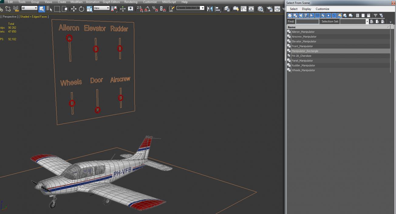 Private Aircraft Piper PA-28 Cherokee Rigged 3D model