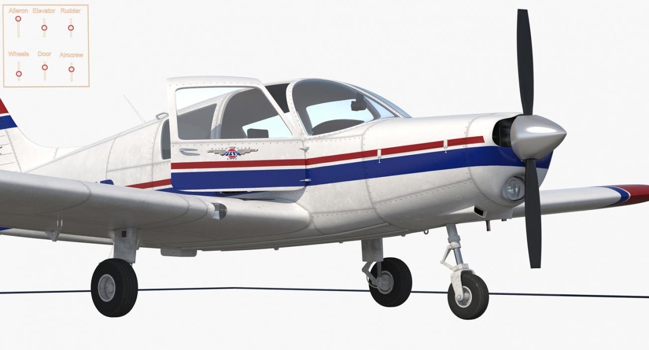 Private Aircraft Piper PA-28 Cherokee Rigged 3D model