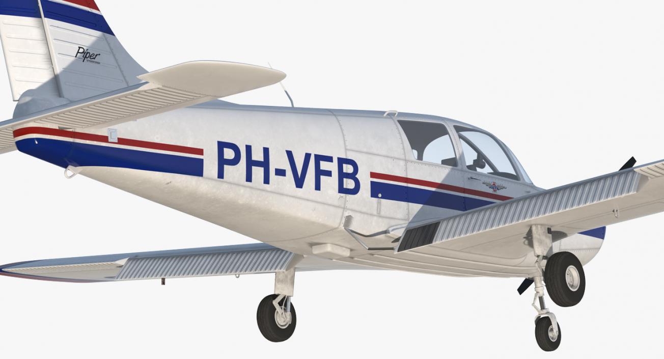 Private Aircraft Piper PA-28 Cherokee Rigged 3D model