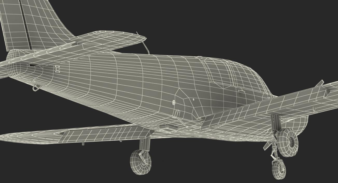 Private Aircraft Piper PA-28 Cherokee Rigged 3D model