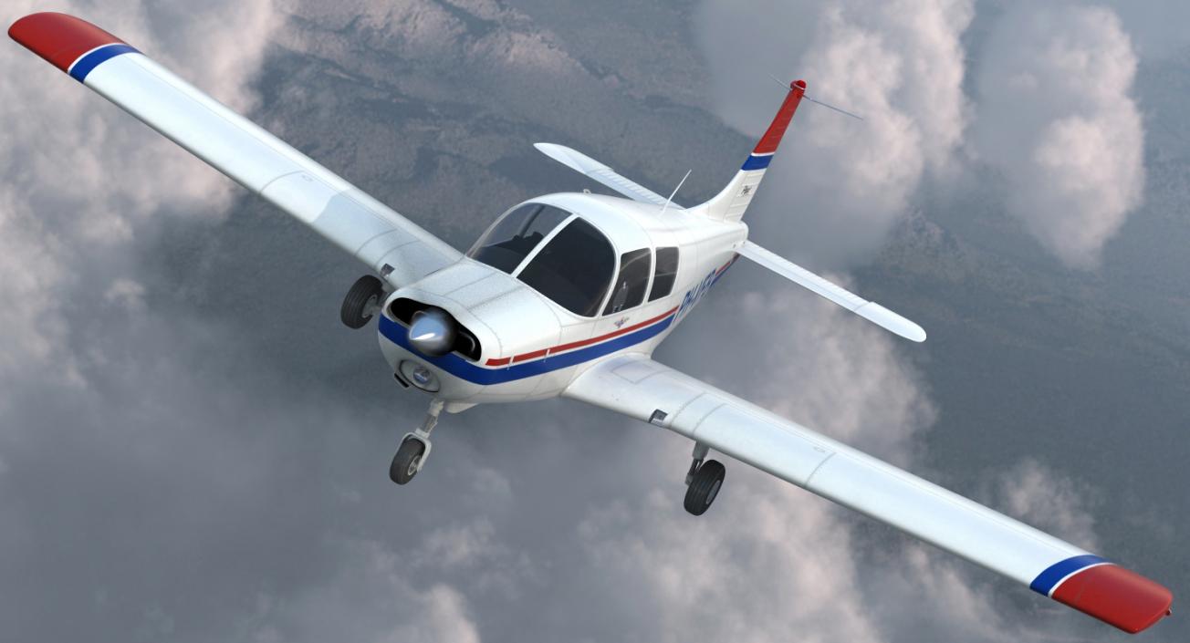 Private Aircraft Piper PA-28 Cherokee Rigged 3D model