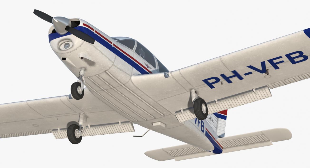 Private Aircraft Piper PA-28 Cherokee Rigged 3D model