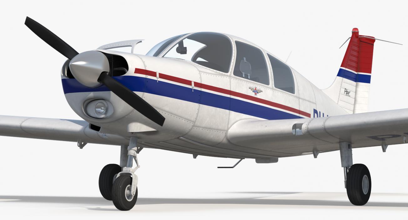 Private Aircraft Piper PA-28 Cherokee Rigged 3D model