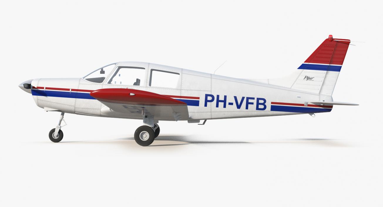 Private Aircraft Piper PA-28 Cherokee Rigged 3D model