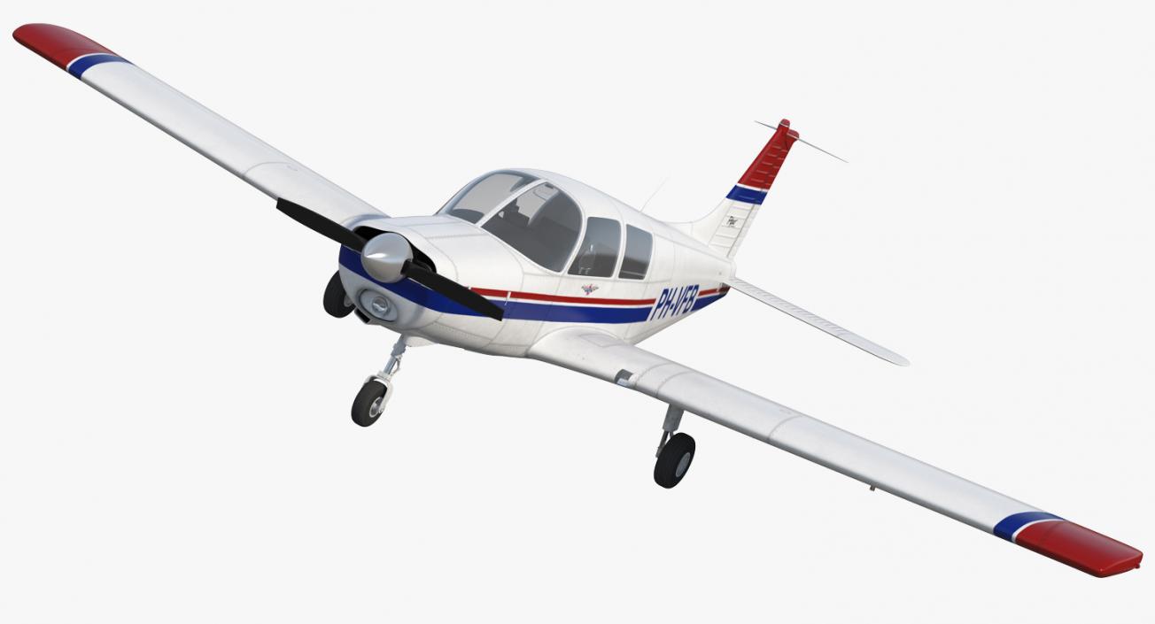 Private Aircraft Piper PA-28 Cherokee Rigged 3D model