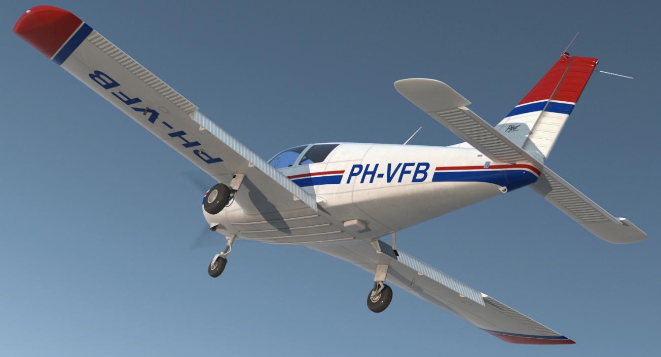 Private Aircraft Piper PA-28 Cherokee Rigged 3D model