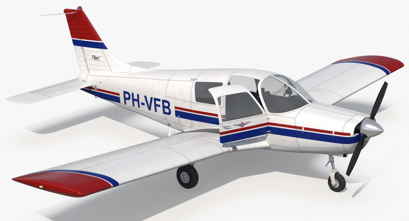 Private Aircraft Piper PA-28 Cherokee Rigged 3D model