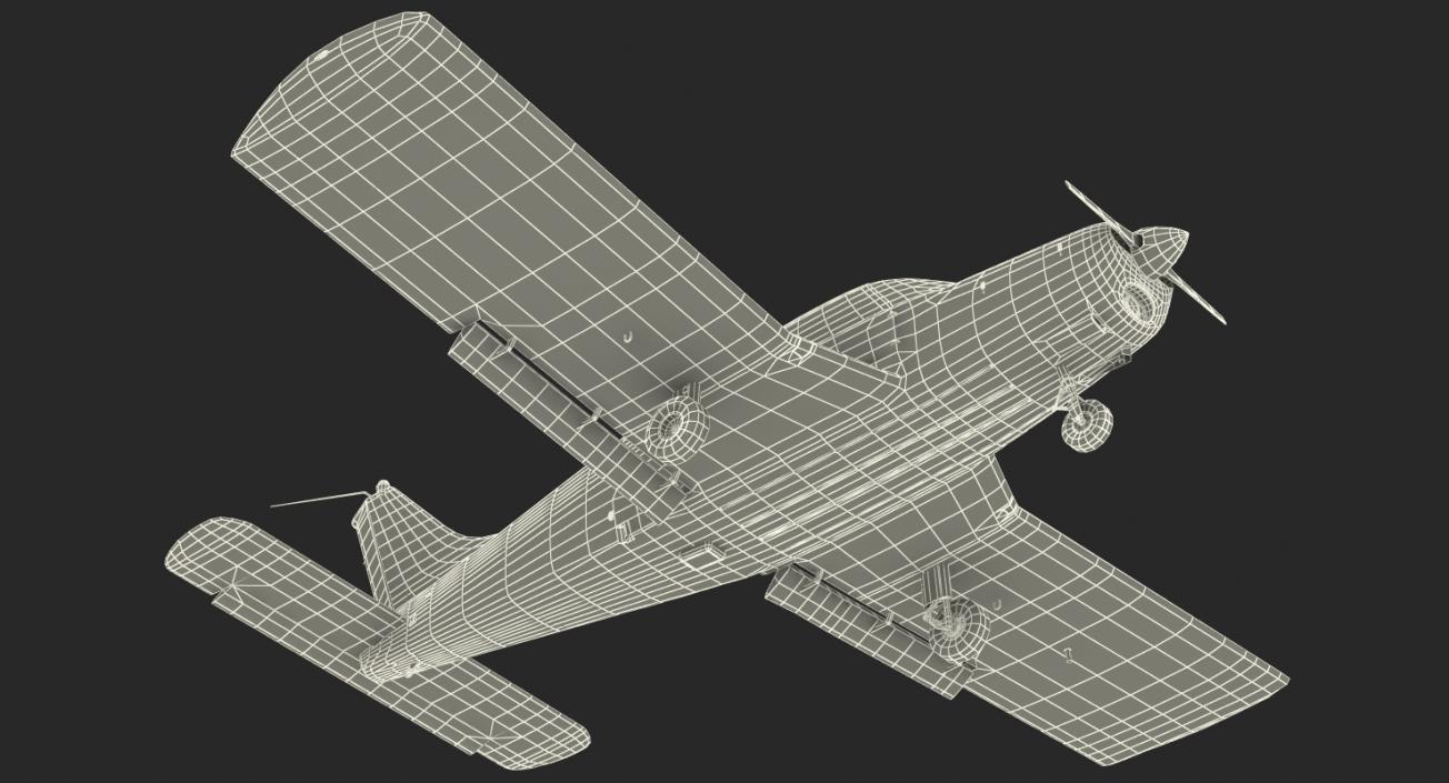 Private Aircraft Piper PA-28 Cherokee Rigged 3D model