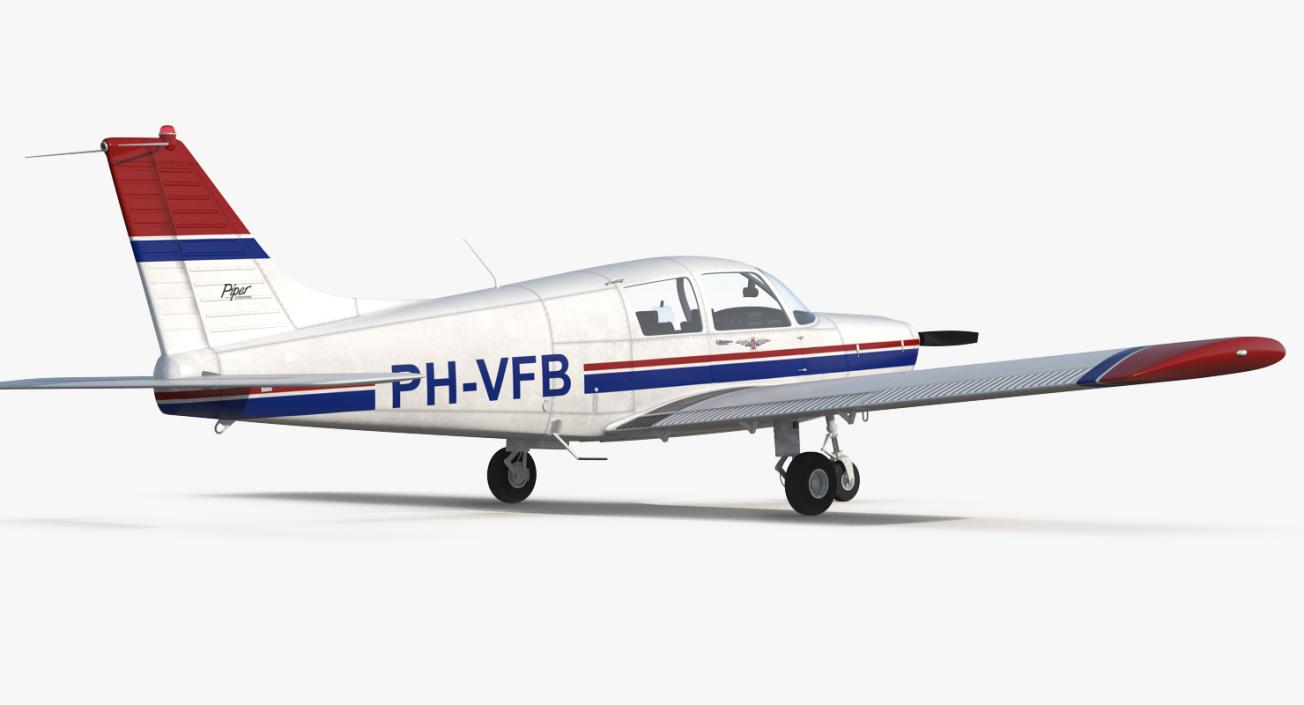 Private Aircraft Piper PA-28 Cherokee Rigged 3D model