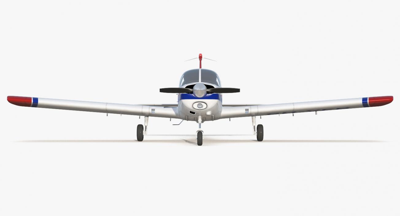 Private Aircraft Piper PA-28 Cherokee Rigged 3D model