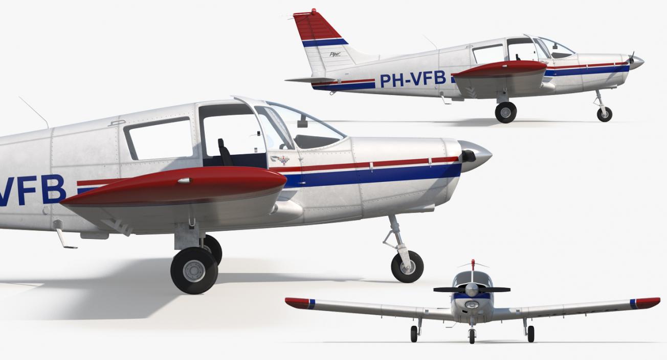 Private Aircraft Piper PA-28 Cherokee Rigged 3D model