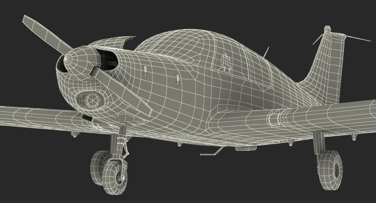 Private Aircraft Piper PA-28 Cherokee Rigged 3D model