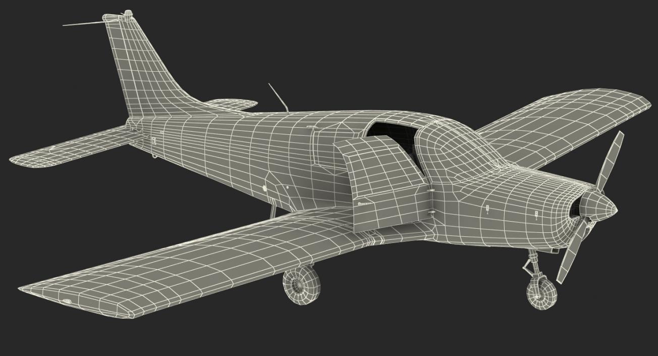 Private Aircraft Piper PA-28 Cherokee Rigged 3D model