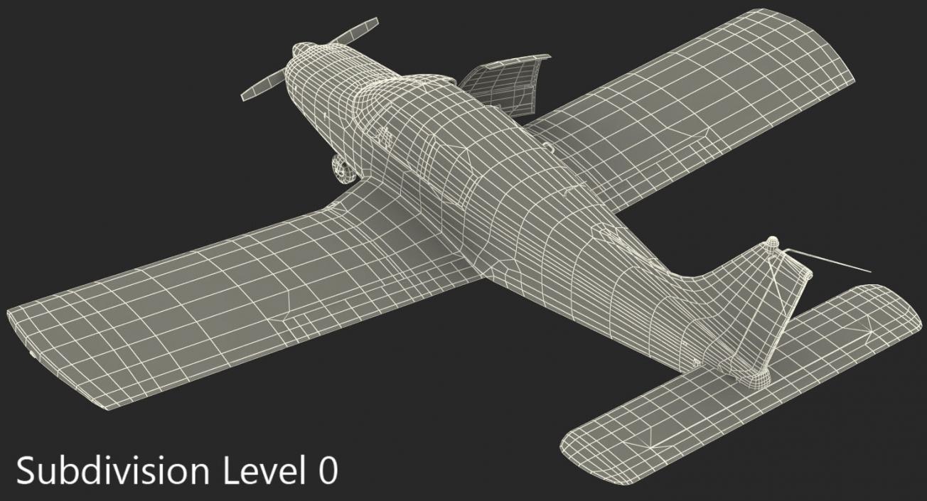 Private Aircraft Piper PA-28 Cherokee Rigged 3D model