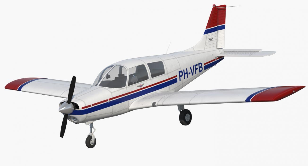 Private Aircraft Piper PA-28 Cherokee Rigged 3D model