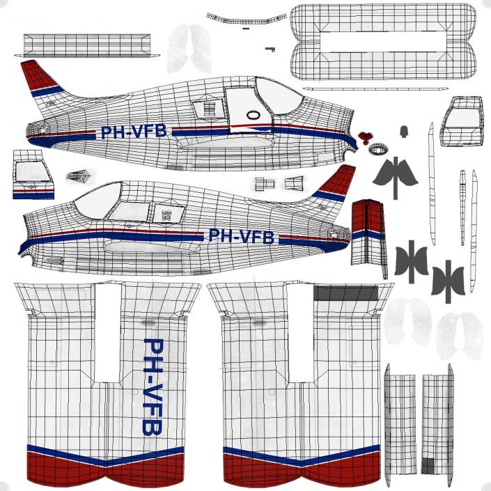 Private Aircraft Piper PA-28 Cherokee Rigged 3D model