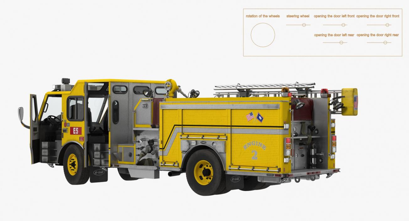 3D Fire Apparatus E-One Quest Wyoming Rigged