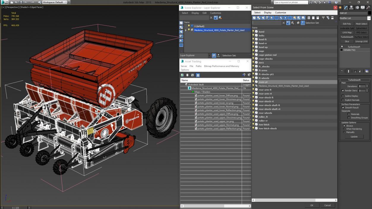 Miedema Structural 4000 Potato Planter Red Used 3D