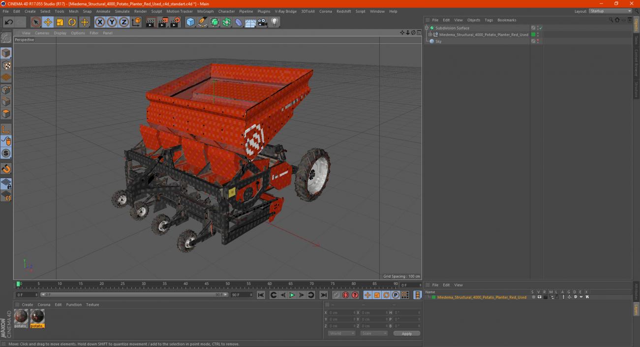 Miedema Structural 4000 Potato Planter Red Used 3D