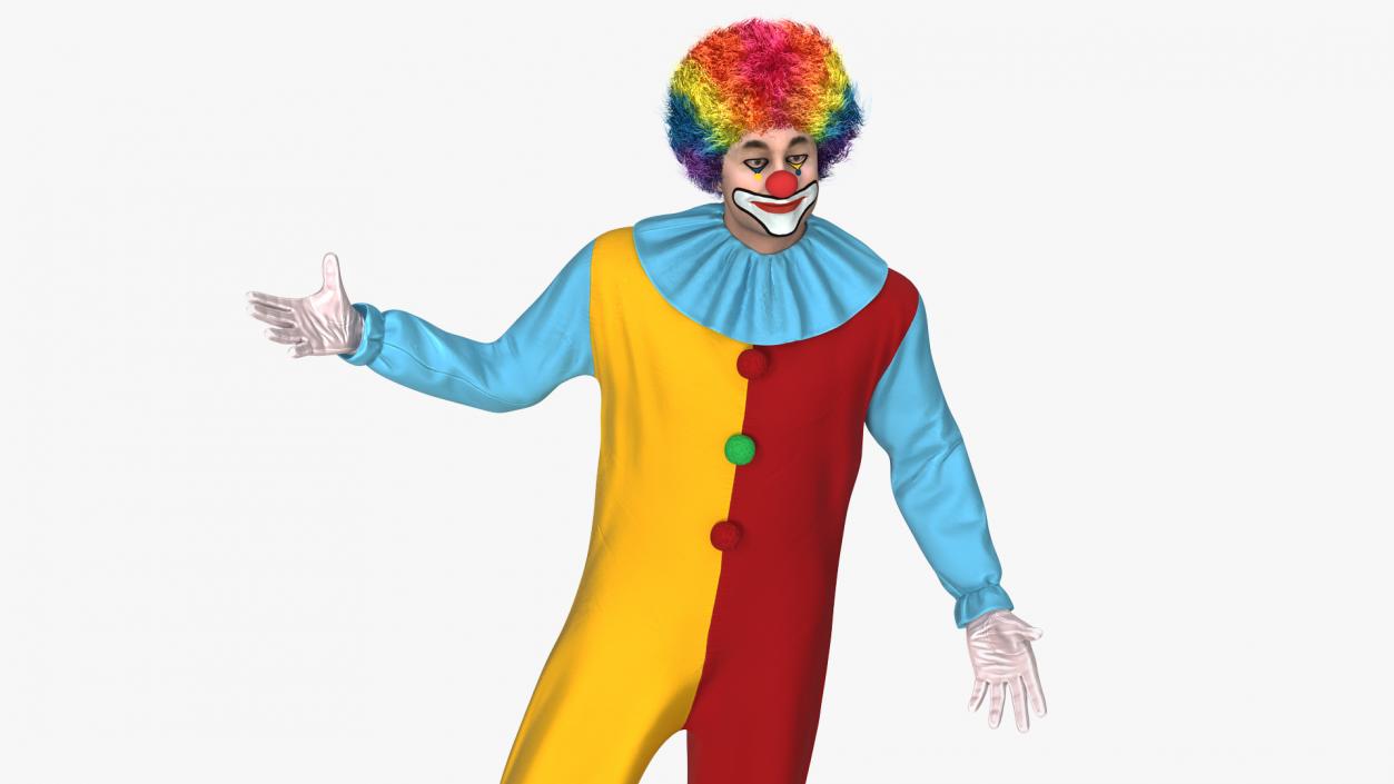 Funny Clown Costume Standing Pose Fur 3D