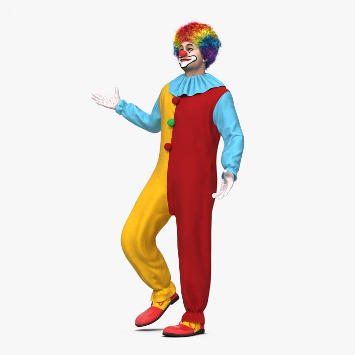 Funny Clown Costume Standing Pose Fur 3D