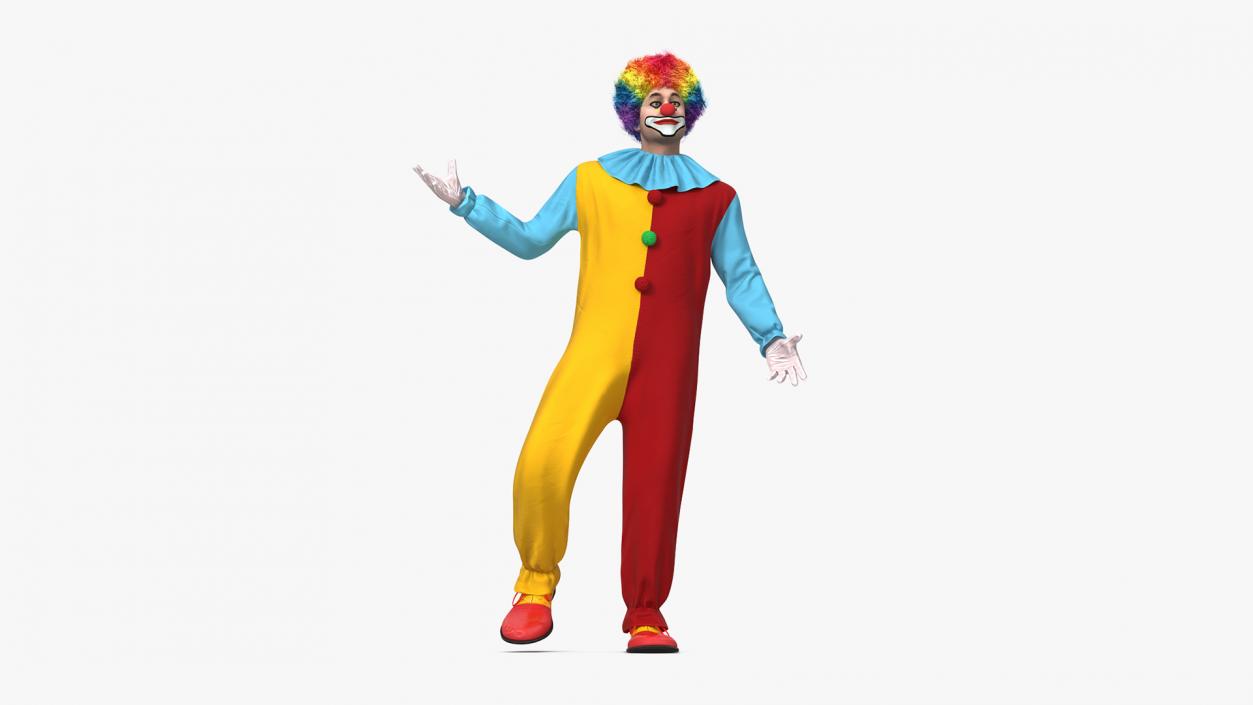 Funny Clown Costume Standing Pose Fur 3D