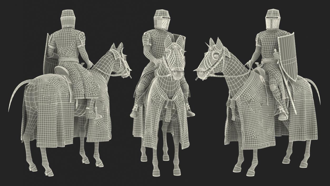 3D model Knight Horse Blanket with Rider Fur