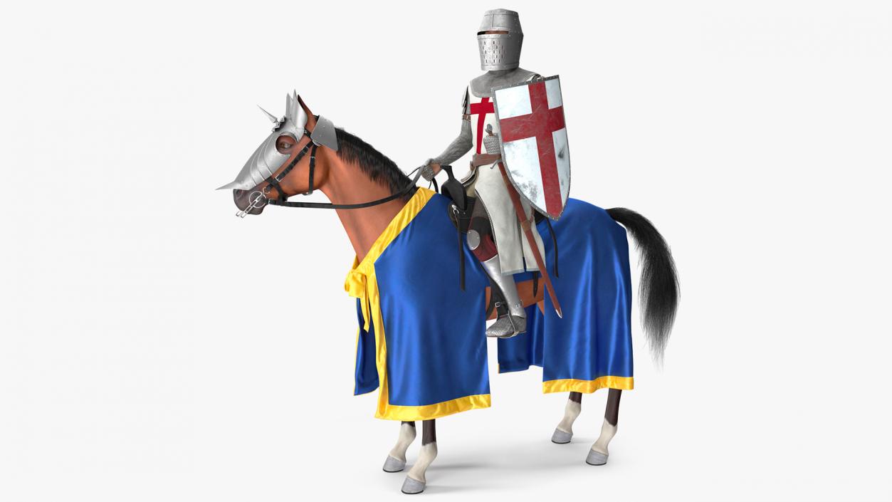 3D model Knight Horse Blanket with Rider Fur