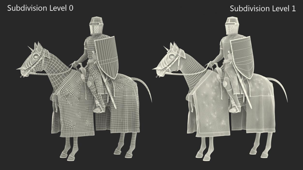 3D model Knight Horse Blanket with Rider Fur