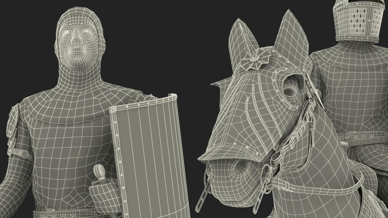 3D model Knight Horse Blanket with Rider Fur