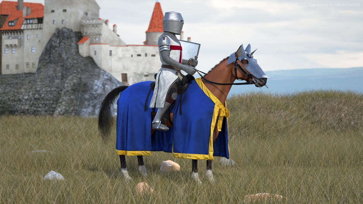 3D model Knight Horse Blanket with Rider Fur