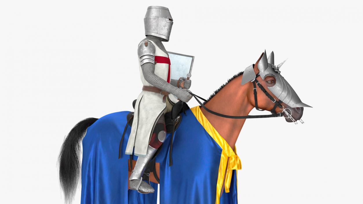 3D model Knight Horse Blanket with Rider Fur