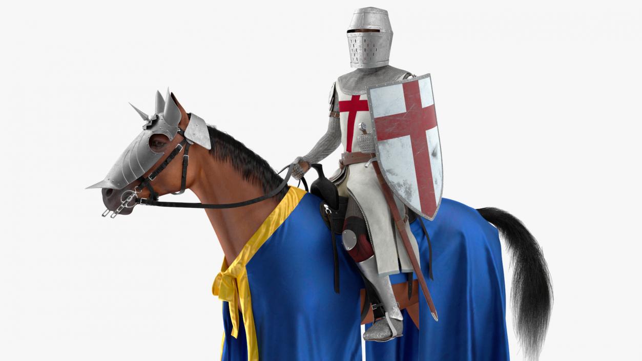 3D model Knight Horse Blanket with Rider Fur