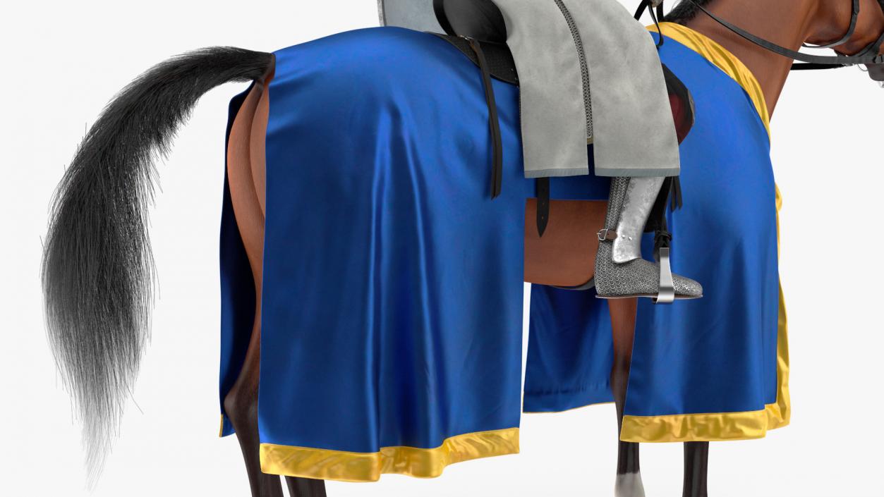 3D model Knight Horse Blanket with Rider Fur