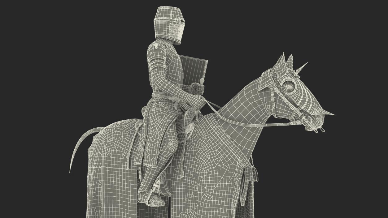 3D model Knight Horse Blanket with Rider Fur