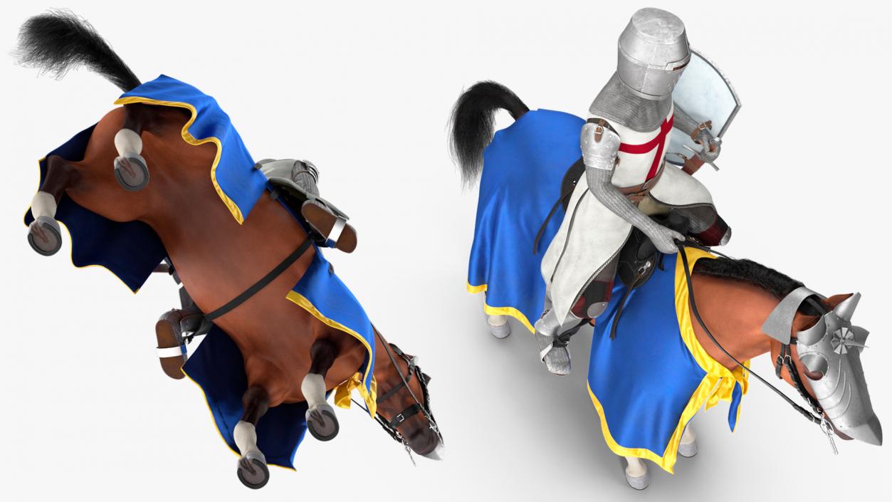 3D model Knight Horse Blanket with Rider Fur