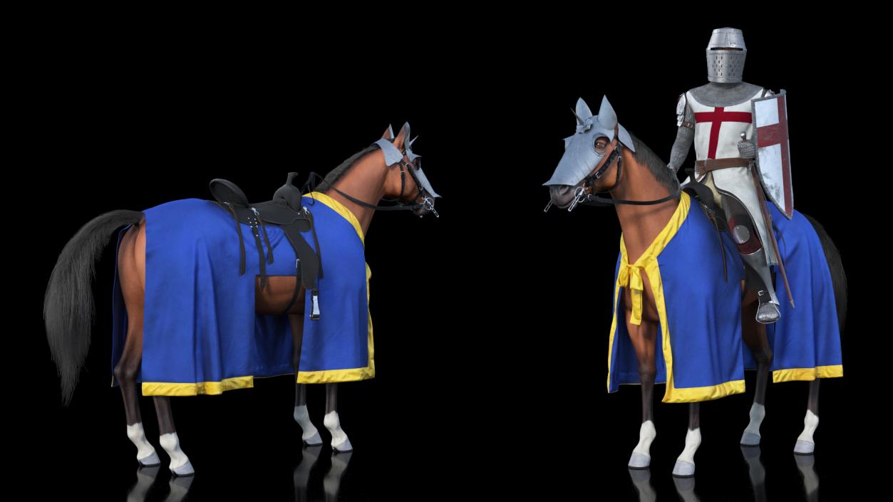 3D model Knight Horse Blanket with Rider Fur