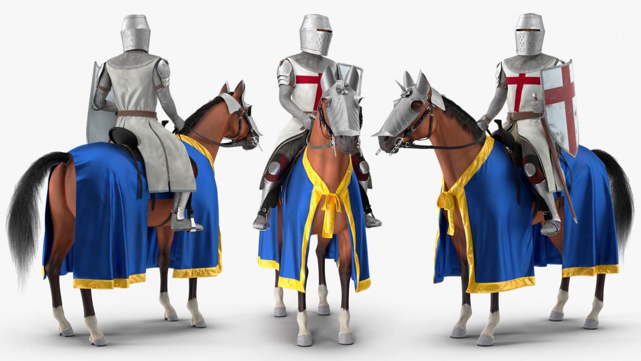 3D model Knight Horse Blanket with Rider Fur