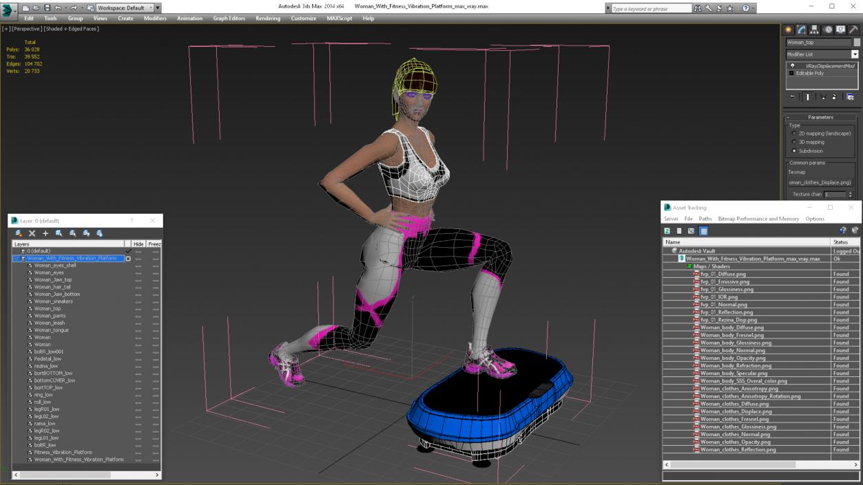 Woman With Fitness Vibration Platform 3D