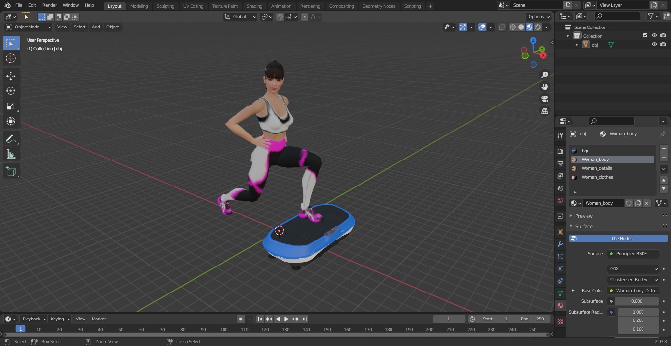 Woman With Fitness Vibration Platform 3D